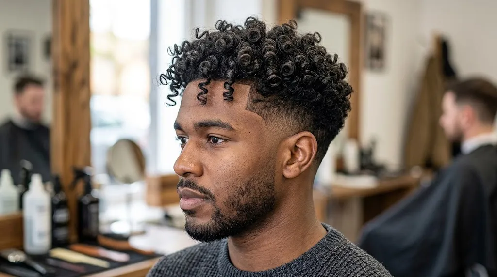 Drop Fade With Curly Top