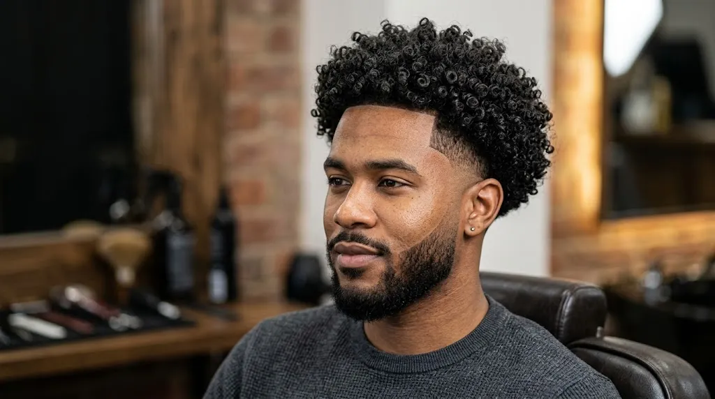 Mid Fade With Curly Top